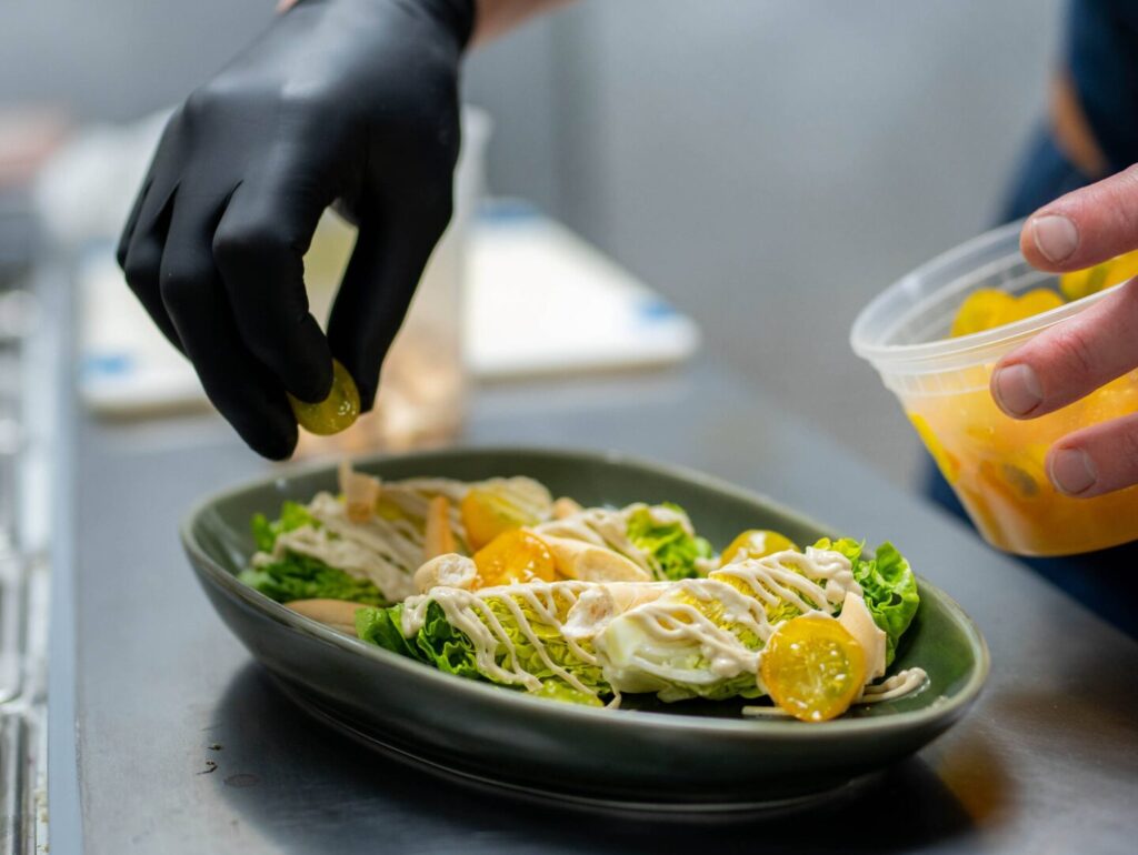 Chef making a salad